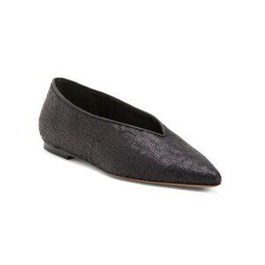 EMME PARSONS Black Matte Made In Italy Pointy Choked Up Flats